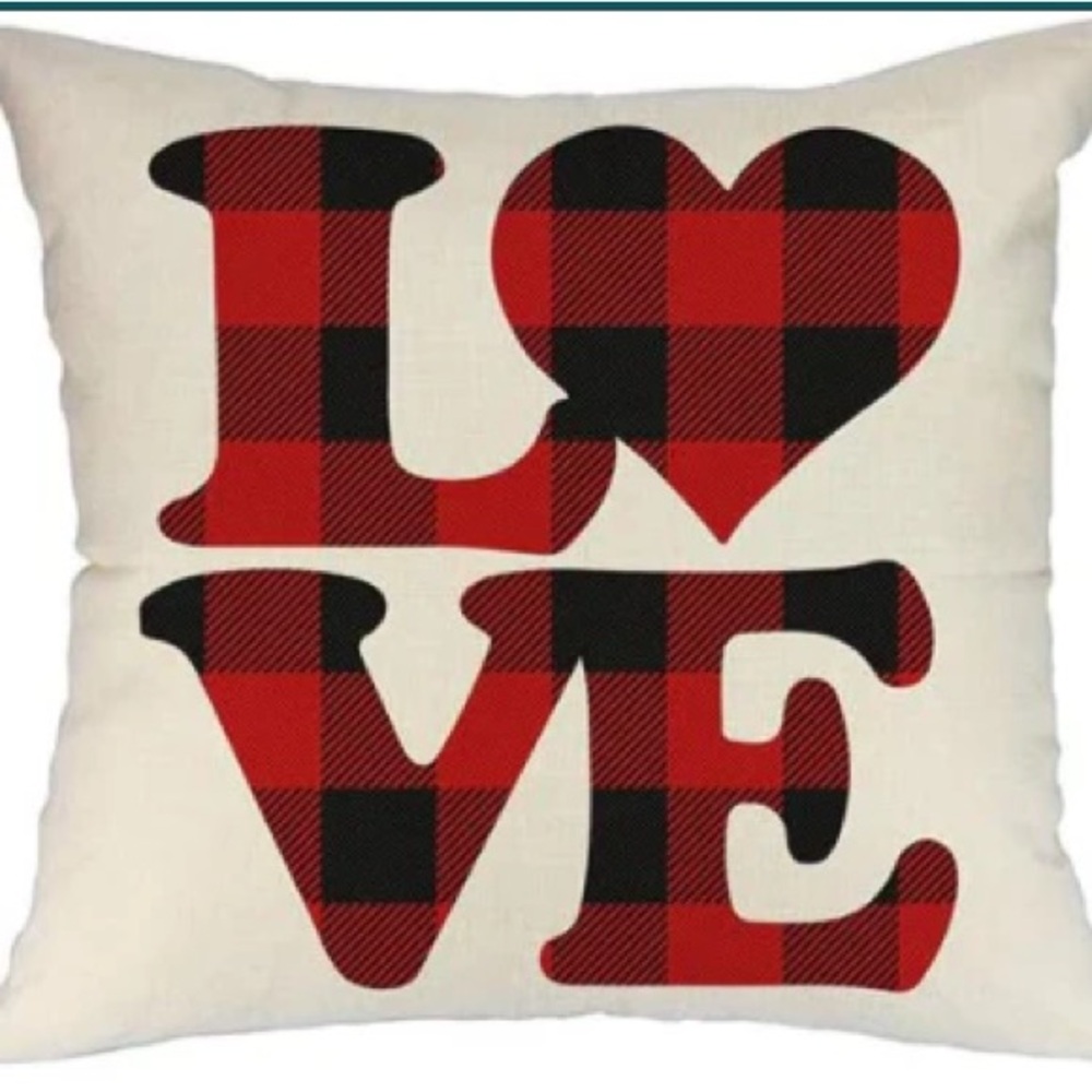 Buffalo Plaid Love Pillow Cover